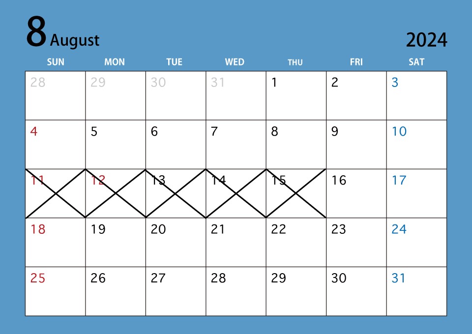 2024年8月カレンダー